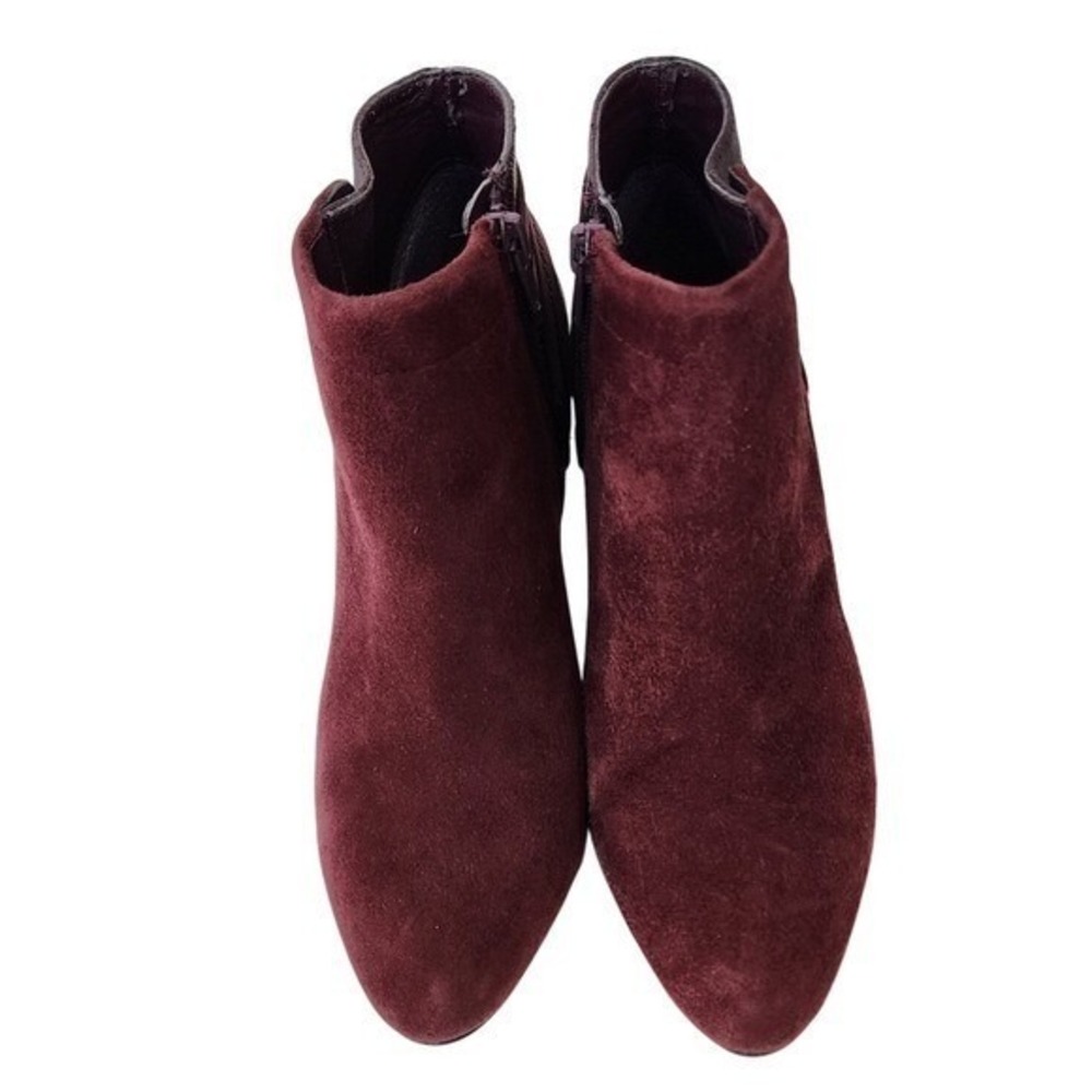 Alfani Step N Flex Women Burgundy Suede Ankle Boots Block Heel Side Zip Size 6.5